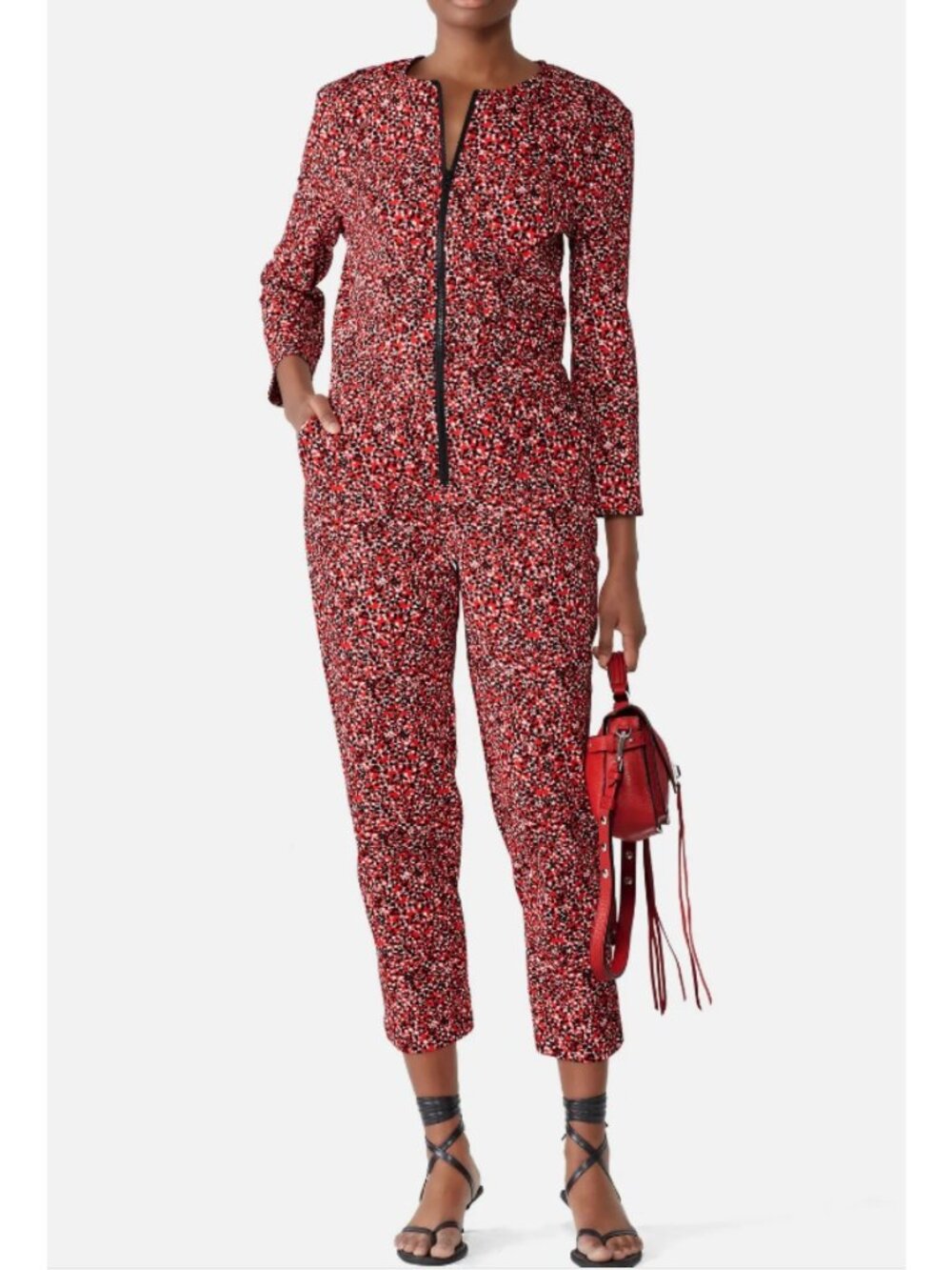 Rebecca Minkoff Red Clover Floral Jumper Jumpsuit Sz XXS